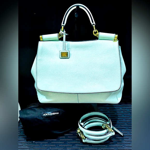 Dolce & Gabbana Handbags - Dolce & Gabbana Blue Sicily Leather Top Handle Bag
